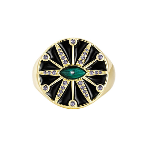 Green Eye Medal Ring