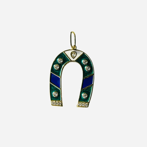 Blue & Green Horseshoe Charm